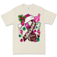 Bone Pink Christmas Breast Cancer Ribbon Football Premium Tee - BundleAndBundleShop
