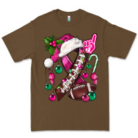 Cacao Pink Christmas Breast Cancer Ribbon Football Premium Tee - BundleAndBundleShop