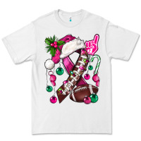 White Pink Christmas Breast Cancer Ribbon Football Premium Tee - BundleAndBundleShop