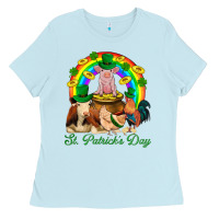 Baby Blue St. Patrick's Day Farm Animal Png Ladies Tee - BundleAndBundleShop