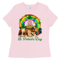 Bubblegum Pink St. Patrick's Day Farm Animal Png Ladies Tee - BundleAndBundleShop