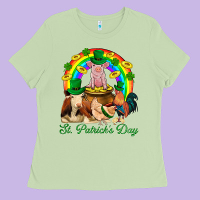 St. Patrick's Day Farm Animal Png Ladies Tee Designed By Bundleandbundleshop