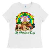 White St. Patrick's Day Farm Animal Png Ladies Tee - BundleAndBundleShop