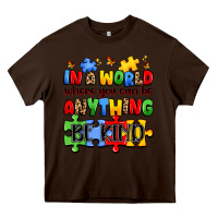 Chocolate Brown in a world where you can be anything be kind Heavy Core Tee - JahusDesignShop
