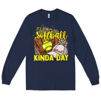Navy It's a Softball kinda day leopard Long Sleeve Tee - HowdyJamesFarm