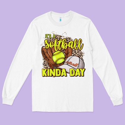 It's A Softball Kinda Day Leopard Long Sleeve Tee Designed By Howdyjamesfarm