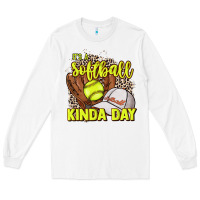 White It's a Softball kinda day leopard Long Sleeve Tee - HowdyJamesFarm