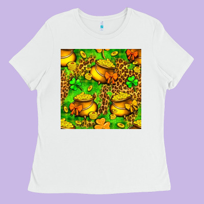 St. Patrick's Pot Of Gold Seamless Pattern Ladies Tee Designed By Bundleandbundleshop