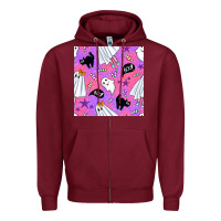 Burgundy cute ghost halloween seamless pattern Zipper Hoodie - BundleAndBundleShop