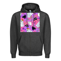 Charcoal Heather cute ghost halloween seamless pattern Zipper Hoodie - BundleAndBundleShop