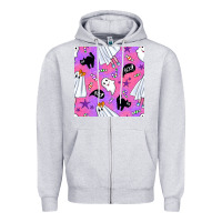 Heather Grey cute ghost halloween seamless pattern Zipper Hoodie - BundleAndBundleShop