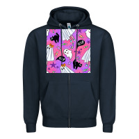 Navy cute ghost halloween seamless pattern Zipper Hoodie - BundleAndBundleShop