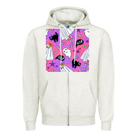 Oatmeal Heather cute ghost halloween seamless pattern Zipper Hoodie - BundleAndBundleShop
