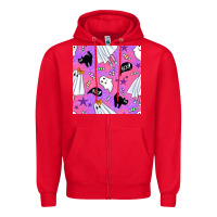 Red cute ghost halloween seamless pattern Zipper Hoodie - BundleAndBundleShop