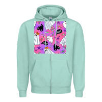 Seafoam cute ghost halloween seamless pattern Zipper Hoodie - BundleAndBundleShop