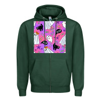 Sports Green cute ghost halloween seamless pattern Zipper Hoodie - BundleAndBundleShop