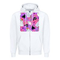 White cute ghost halloween seamless pattern Zipper Hoodie - BundleAndBundleShop