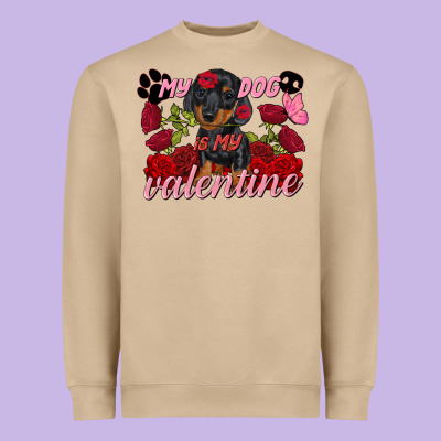 My Dog Is My Valentine's Day Heavyweight Sweatshirt Designed By Fadigitalartstudio