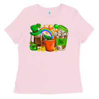 Bubblegum Pink St. Patricks Day Coffee Cups Ladies Tee - BundleAndBundleShop