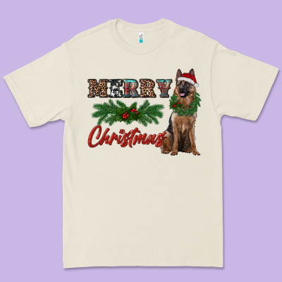 Merry Christmas German Shepherd Premium Tee Designed By Ranaportraitstore