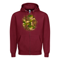 Burgundy camouflage and leopard patch Zipper Hoodie - BundleAndBundleShop
