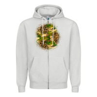 Dove Grey camouflage and leopard patch Zipper Hoodie - BundleAndBundleShop