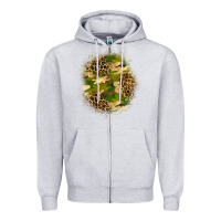 Heather Grey camouflage and leopard patch Zipper Hoodie - BundleAndBundleShop