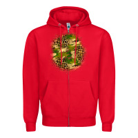 Red camouflage and leopard patch Zipper Hoodie - BundleAndBundleShop