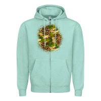 Seafoam camouflage and leopard patch Zipper Hoodie - BundleAndBundleShop
