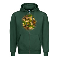 Sports Green camouflage and leopard patch Zipper Hoodie - BundleAndBundleShop