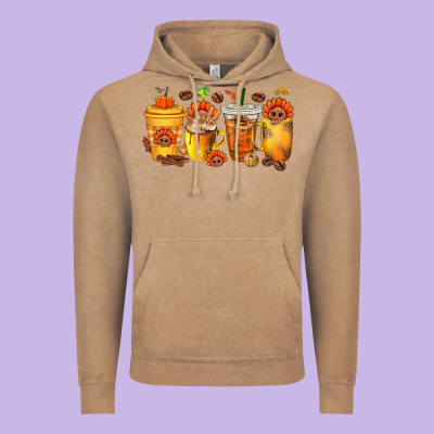 Thanksgiving Coffee Cups Vintage Hoodie Designed By Texasbilliewilder