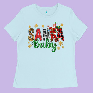 Santa Baby With Santa Ladies Tee Designed By Bundleandbundleshop