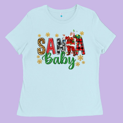 Santa Baby With Santa Ladies Tee Designed By Bundleandbundleshop