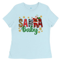 Baby Blue Santa Baby With Santa Ladies Tee - BundleAndBundleShop