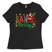 Black Santa Baby With Santa Ladies Tee - BundleAndBundleShop