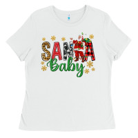 White Santa Baby With Santa Ladies Tee - BundleAndBundleShop