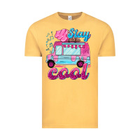 Vintage Mustard Stay cool with ice cream van summer Vintage Tee - NancyCooperArtShop