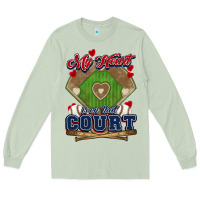 Matcha My heart is on that court Baseball Long Sleeve Tee - HowdyJamesFarm