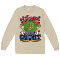 Mushroom My heart is on that court Baseball Long Sleeve Tee - HowdyJamesFarm