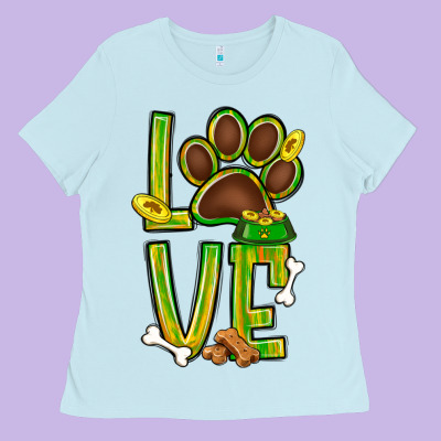 Tie Dye St. Patrick's Day Love Dog Paw Ladies Tee Designed By Bundleandbundleshop