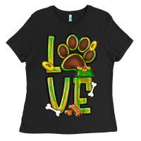 Black Tie dye St. Patrick's Day love dog paw Ladies Tee - BundleAndBundleShop
