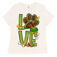 Bone Tie dye St. Patrick's Day love dog paw Ladies Tee - BundleAndBundleShop