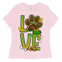Bubblegum Pink Tie dye St. Patrick's Day love dog paw Ladies Tee - BundleAndBundleShop