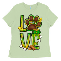 Matcha Tie dye St. Patrick's Day love dog paw Ladies Tee - BundleAndBundleShop