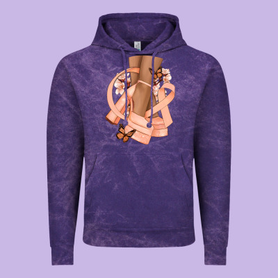 Cancer Diva Peach Ribbon Vintage Hoodie Designed By Nancycooperartshop