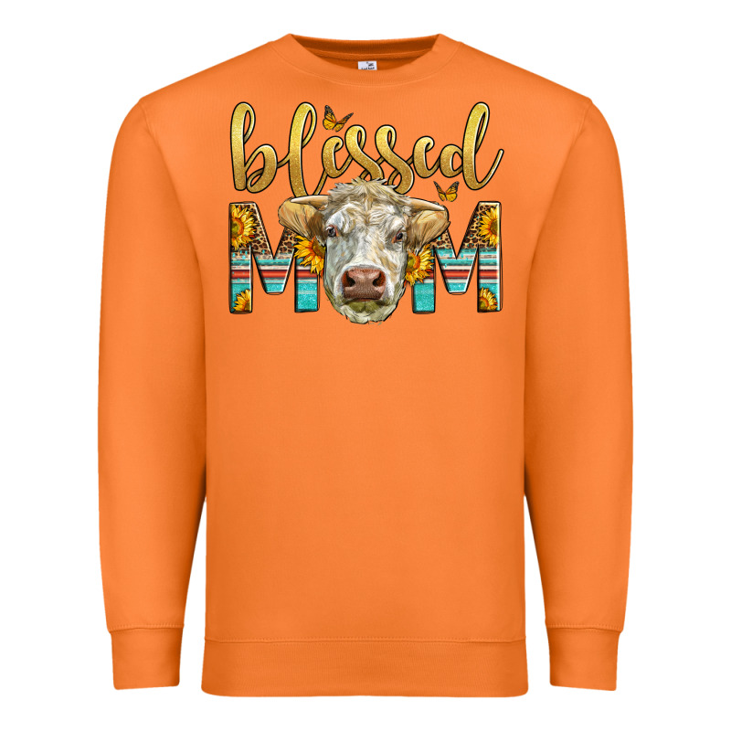 Western Blessed Mom Charolais Bull Mother's Day Premium Sweatshirt by LillyAllenDesigns | Teevron