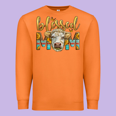 Western Blessed Mom Charolais Bull Mother's Day Premium Sweatshirt Designed By Lillyallendesigns