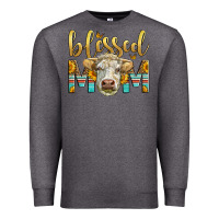 Charcoal Heather Western Blessed Mom Charolais Bull Mother's Day Premium Sweatshirt - LillyAllenDesigns