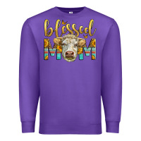 Purple Western Blessed Mom Charolais Bull Mother's Day Premium Sweatshirt - LillyAllenDesigns