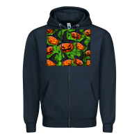 Navy halloween pumpkin mouse pad Zipper Hoodie - BundleAndBundleShop